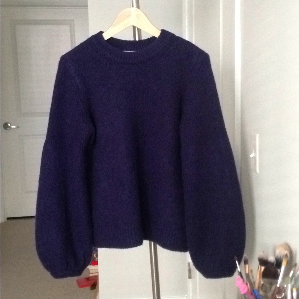 Navy Sweater wth Bell Sleeves